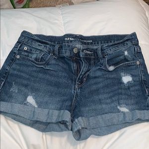 Old navy dark distressed boyfriend jean short